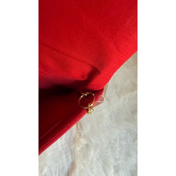 Francesca Clutch Evening Bag Gold Red Beaded Heart Chain Shoulder Strap NWT - Picture 10 of 12